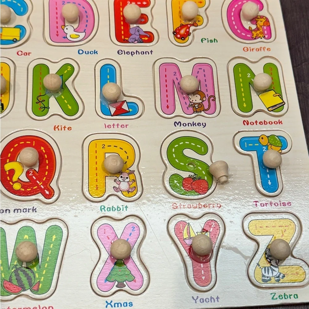 Alphabet Peg Puzzle Board for Kids - Multicolor Toddler Baby
